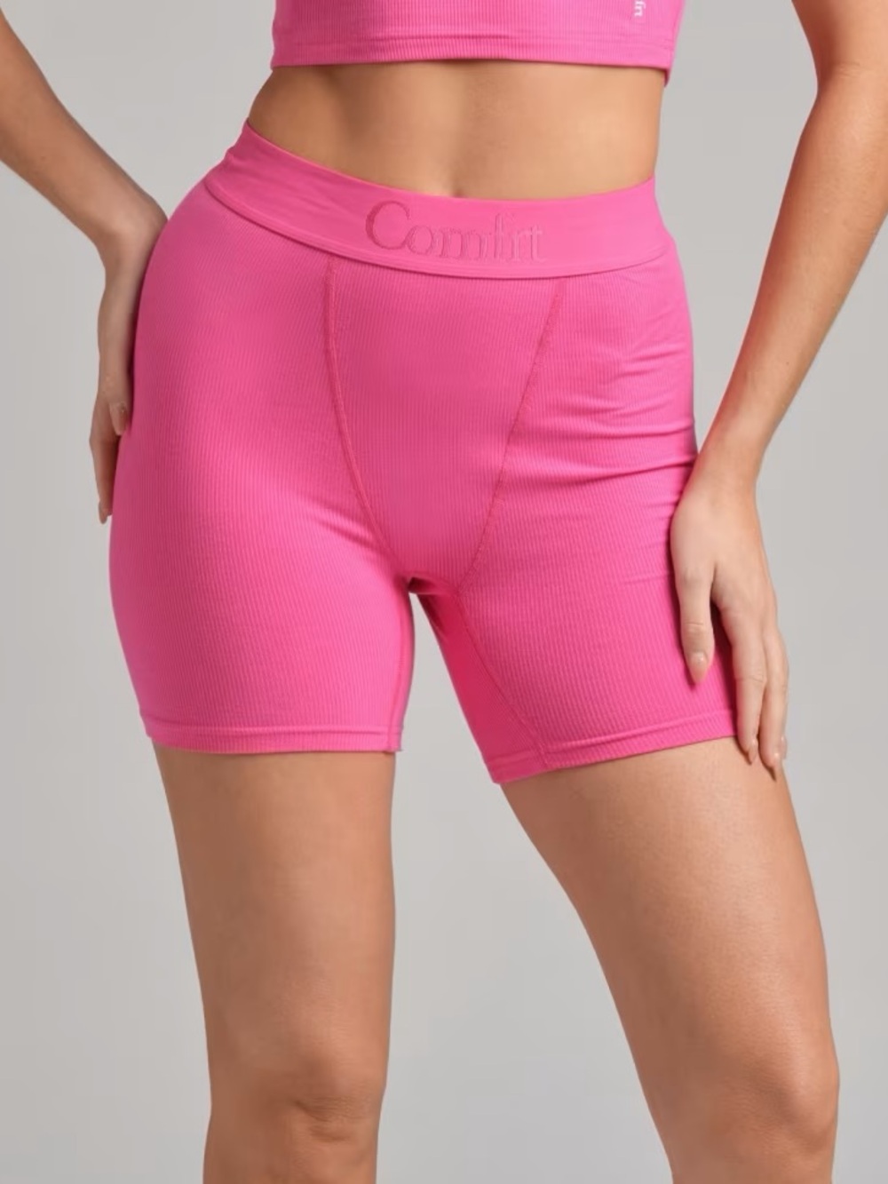 Plus Size Comfrt Ribbed Contour Boxer Hot Pink Set of 2